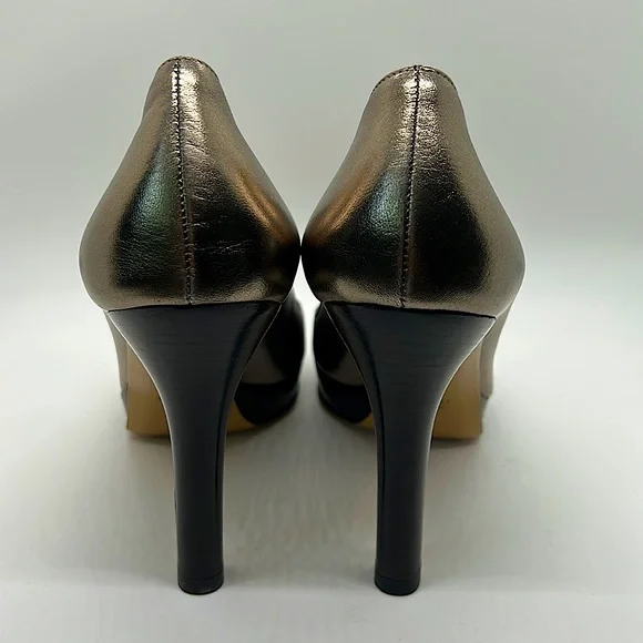 Gucci Authentic Gorgeous Metallic Nappa Silk Block Heel Shoes **Size 7** - Picture 4 of 11
